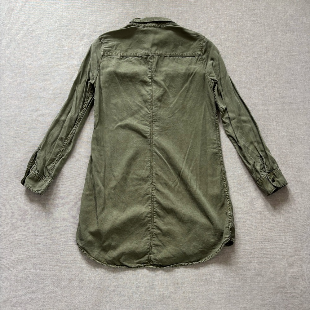 H&M olive army green work campus grunge long button up shirt size 4 - Picture 8 of 11